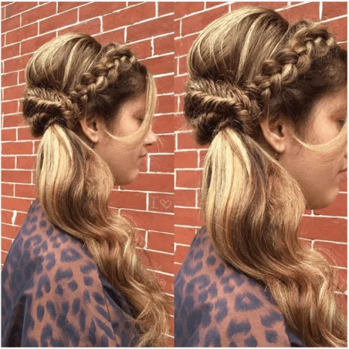 Warm Caramel Hair with Braided Half Do