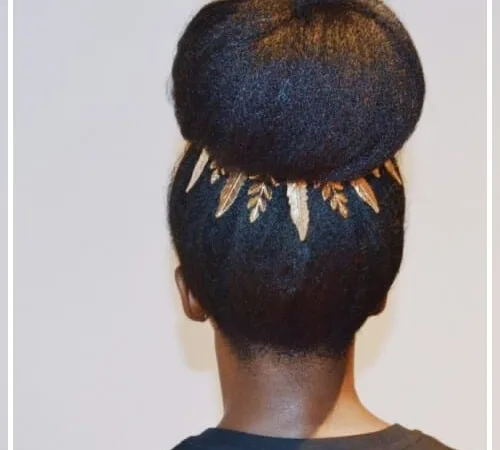 natural hair bun with hair accessories