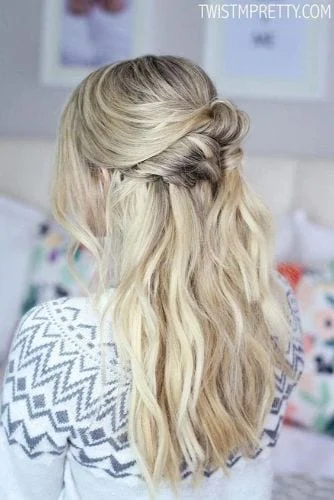 Simple Half Up, Pulled Back Hair with Twists
