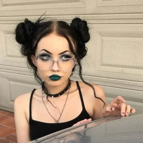 black hair space buns