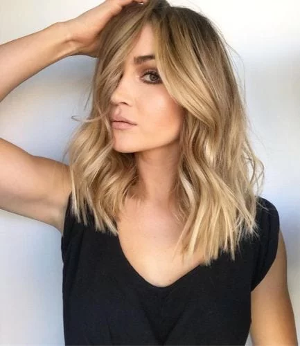 golden bronde hair lob