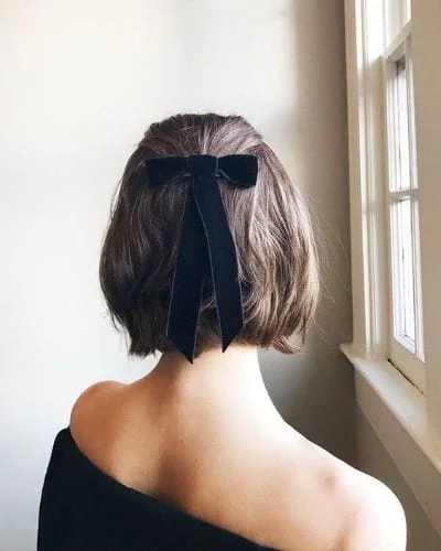Half Up Caught with a Ribbon