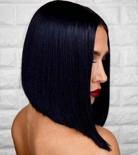 jet black straight bob