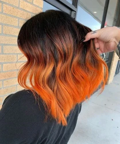 orange ombre on brunette hair