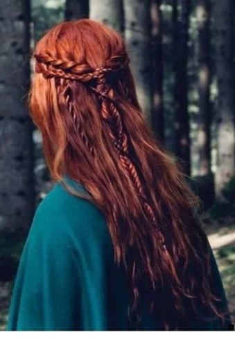 red elven hair and braids