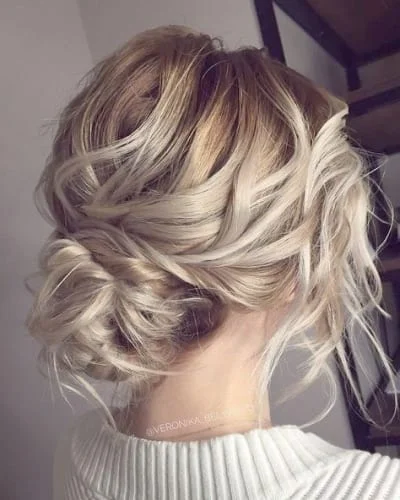 Wavy Hair in Bun