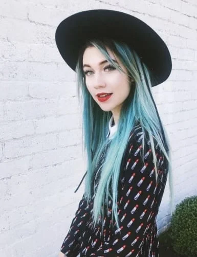 Pastel blue hair with soft icy tones and lightweight texture