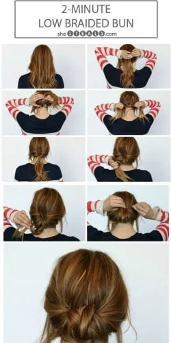 school hairstyles for long hair low braided bun