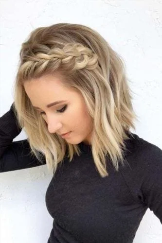 side braid on medium length hair