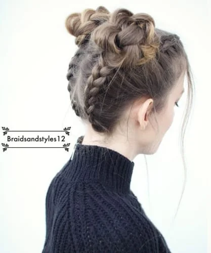 upside down braided buns