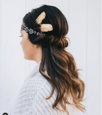 Cute Easy Hairstyles For Thanksgiving with Feathers