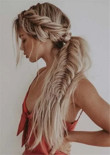 French Braid into Fishtail Ponytail