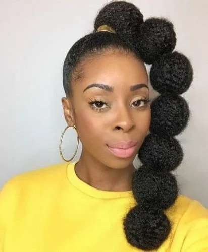 High Bubble Ponytail Black Hair