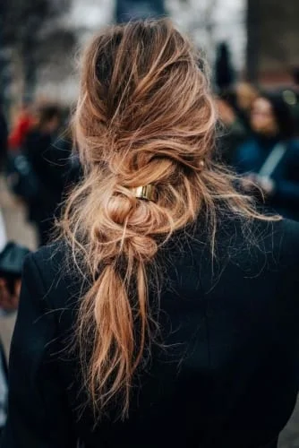 Messily Braided Ponytail Look