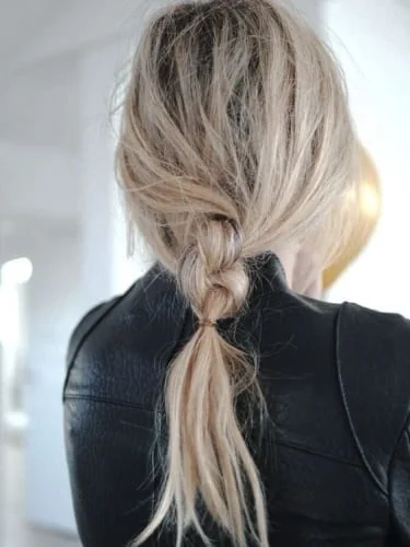 Messy Blonde Hair with Half Braided Ponytail