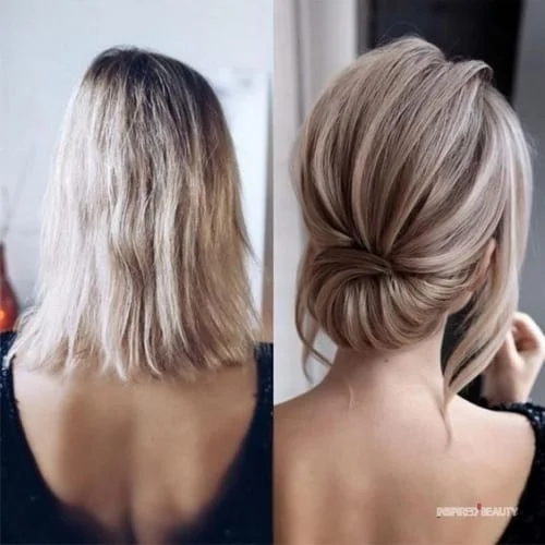 chignon hairstyles for short hair - elegant updo styles for shoulder length hair