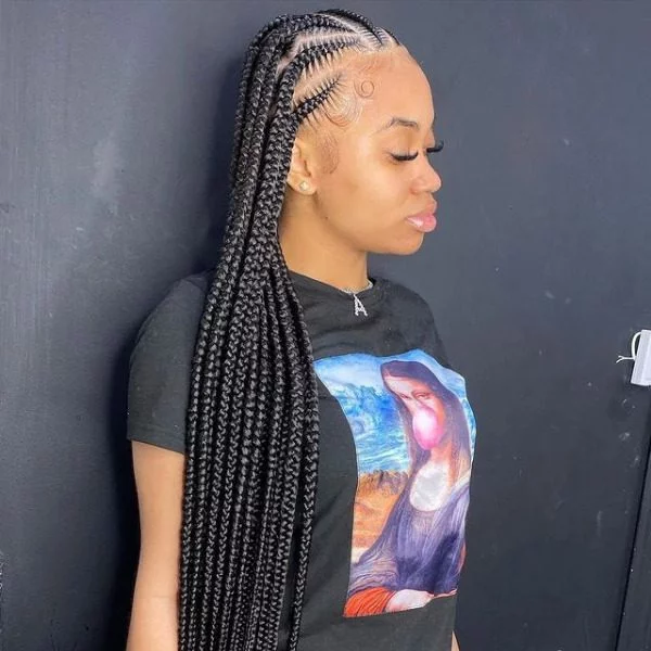 Clean Feeder Lemonade Braids - A woman wearing a black shirt