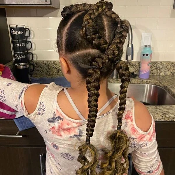 Crossed-Zigzag Weave Braids in two - a woman wearing floral sexy top.