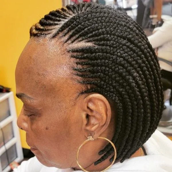 Feed In Braid Lemonade Hairstyle - A woman wearing earrings