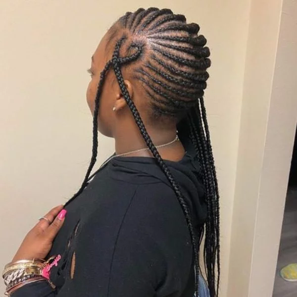 Lemonade Braids with A Heart - A woman wearing a black top