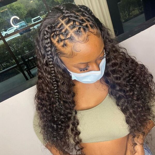 Rubber band Styled on Natural Curls - a woman wearing crop top.