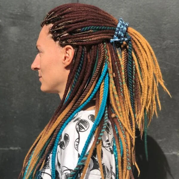 Marley Ombre Dreads - a woman wearing black white blouse.