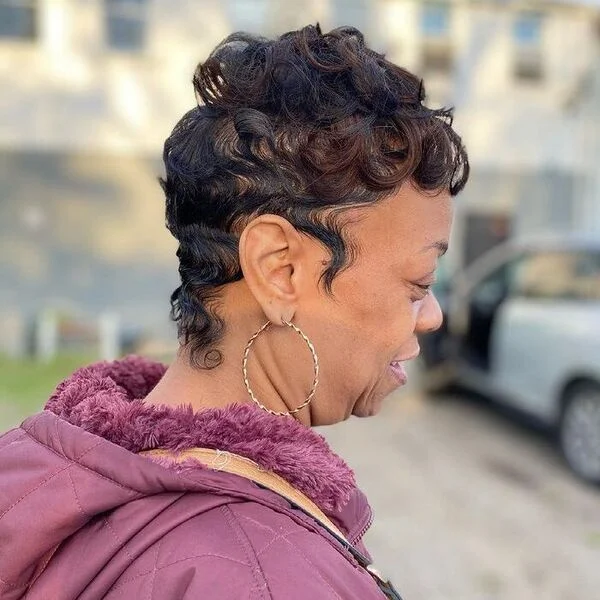 Volume Weave Finger Waves - a woman wearing burgundy hood jacket.