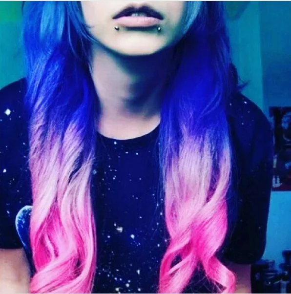 purple and pink emo hair 