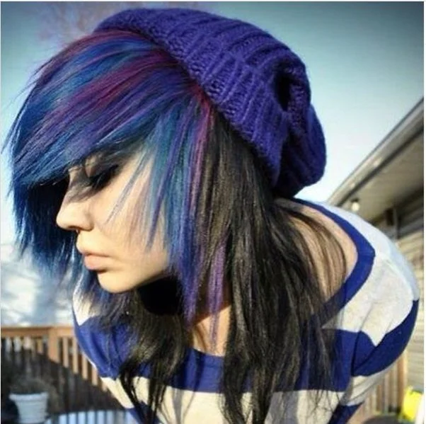 Emo long hairstyle with bangs and layers