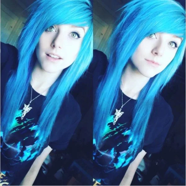 blue hair emo hairstyles for girls 