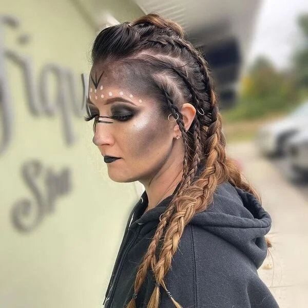 Pull Through with Loose Braids on Sides - a woman wearing hood jacket